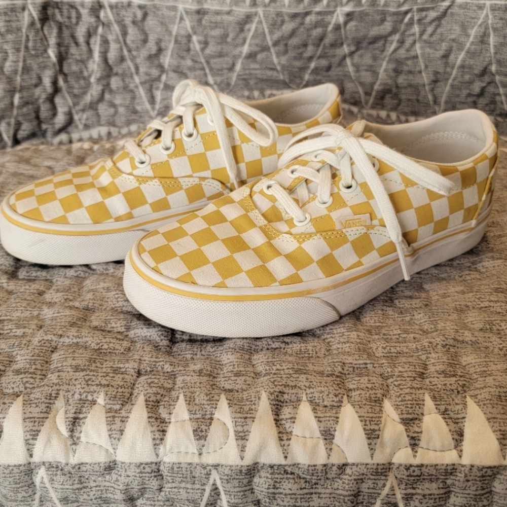 Yellow/Gold checkered Vans Size 6